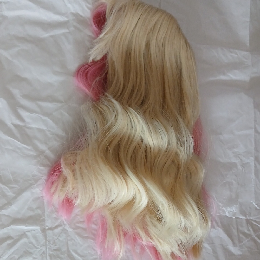 Blonde and Pink Wavy Hair Wig